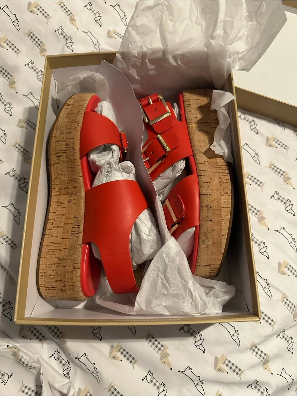 Michael Kors Coral Leather Double-Buckle Slide Sandals
